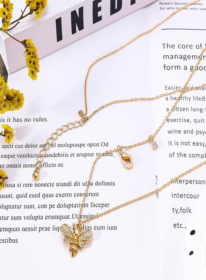 PLwelth Bee Layered Necklaces for Women Gold Bee Pendant Necklaces Long Dainty Gold Necklace Choker Necklaces Trendy Necklaces Jewelry Gifts - Image 3